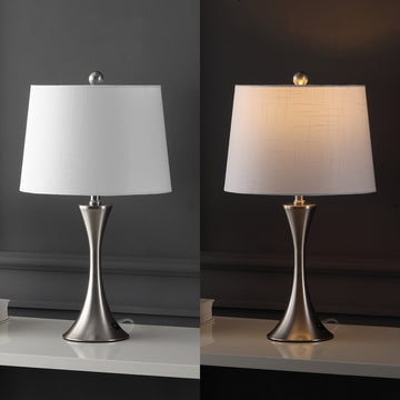 Bennett 22.75" Modern Glam Iron Hourglass LED Table Lamp with USB Charging Port - JONATHAN Y